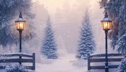 Snowy Winter Scene 14’X8’ Ultracloth (168 X 96 Inch) Backdrop