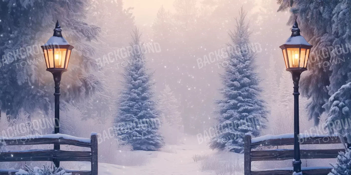 Snowy Winter Scene 16’X8’ Ultracloth (192 X 96 Inch) Backdrop