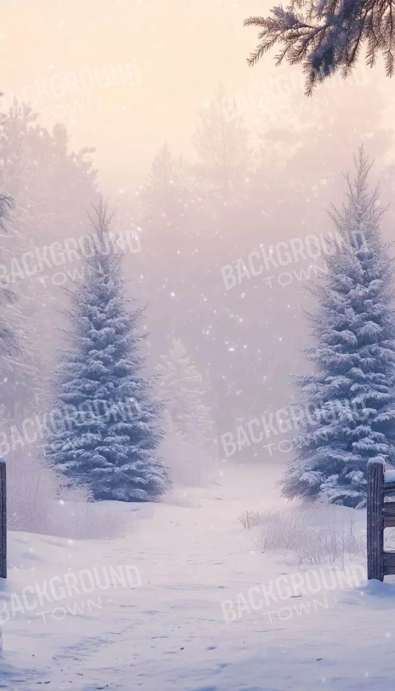 Snowy Winter Scene 8’X14’ Ultracloth (96 X 168 Inch) Backdrop