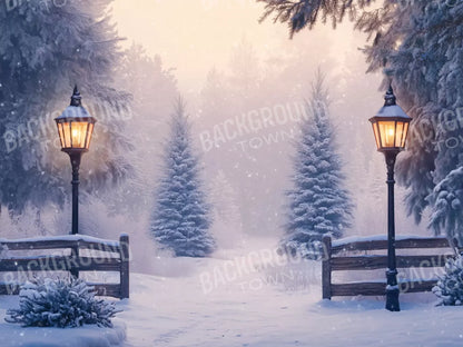 Snowy Winter Scene 8’X6’ Fleece (96 X 72 Inch) Backdrop