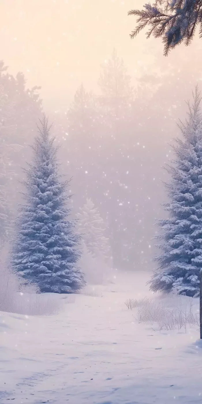 Snowy Winter Scene 10’X20’ Ultracloth (120 X 240 Inch) Backdrop