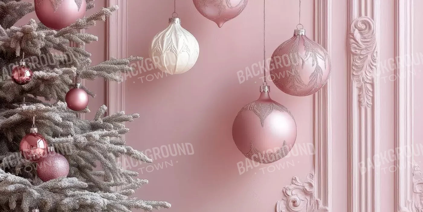 Soft Pink Christmas Baubles 16’x8’ UltraCloth (192 x 96 inch) Backdrop