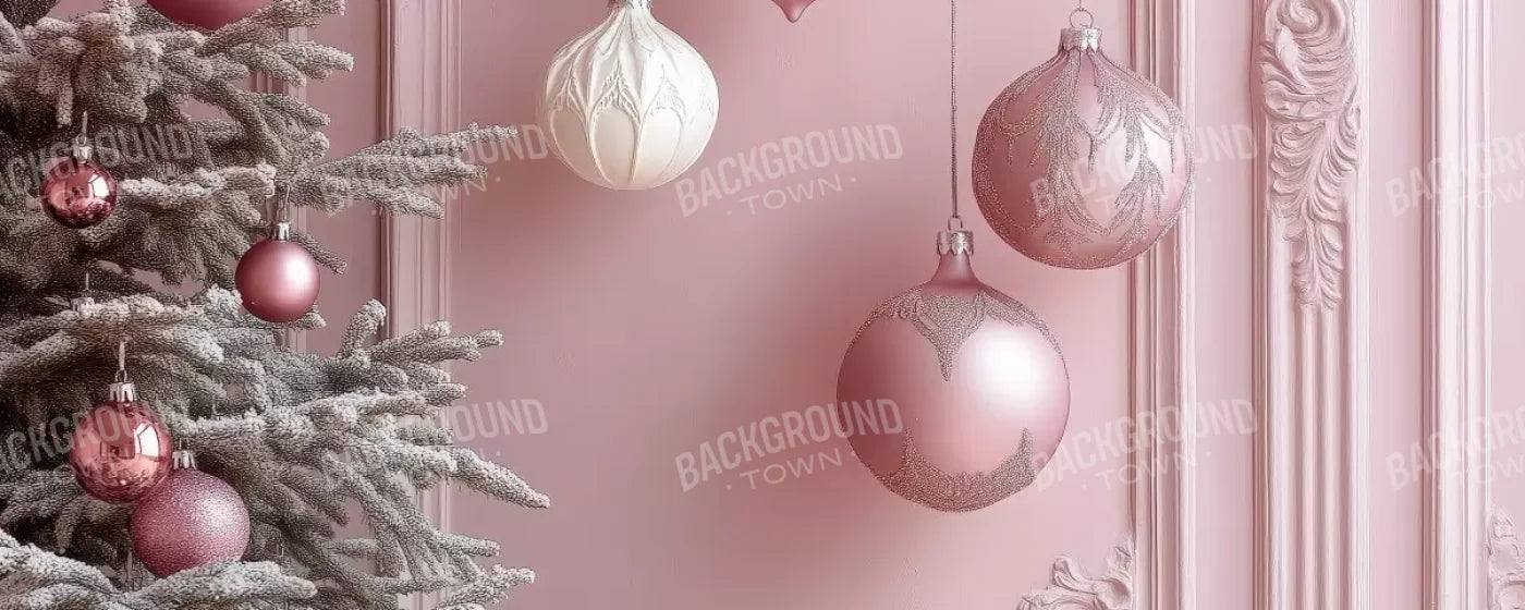 Soft Pink Christmas Baubles 20’x8’ UltraCloth (240 x 96 inch) Backdrop