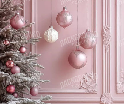 Soft Pink Christmas Baubles 5’x4’2 Fleece (60 x 50 inch) Backdrop