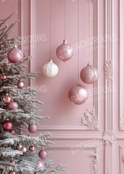 Soft Pink Christmas Baubles 5’x7’ UltraCloth (60 x 84 inch) Backdrop
