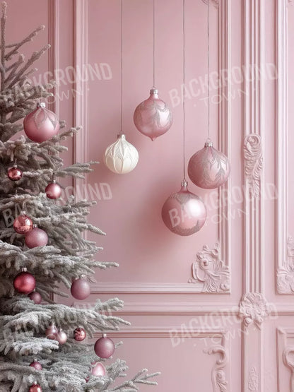Soft Pink Christmas Baubles 6’x8’ Fleece (72 x 96 inch) Backdrop