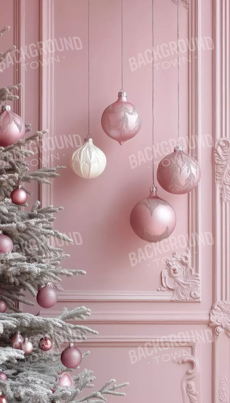 Soft Pink Christmas Baubles 8’x14’ UltraCloth (96 x 168 inch) Backdrop