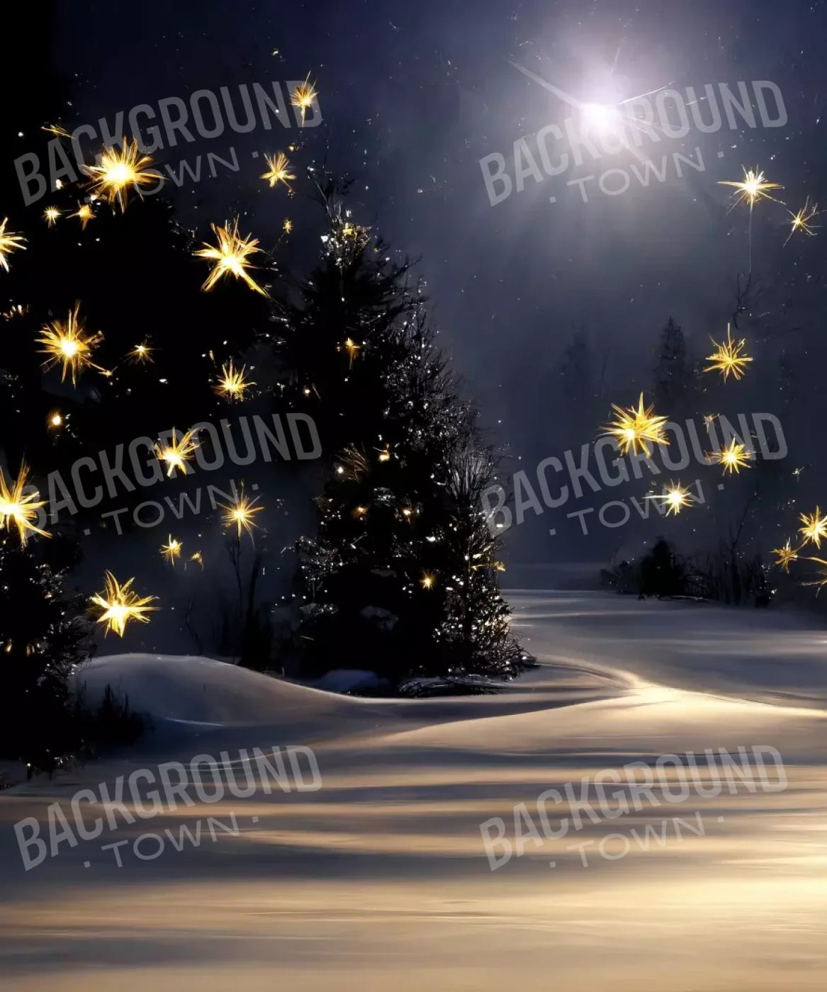 Sparkling Snowy Path 10’X12’ Ultracloth (120 X 144 Inch) Backdrop