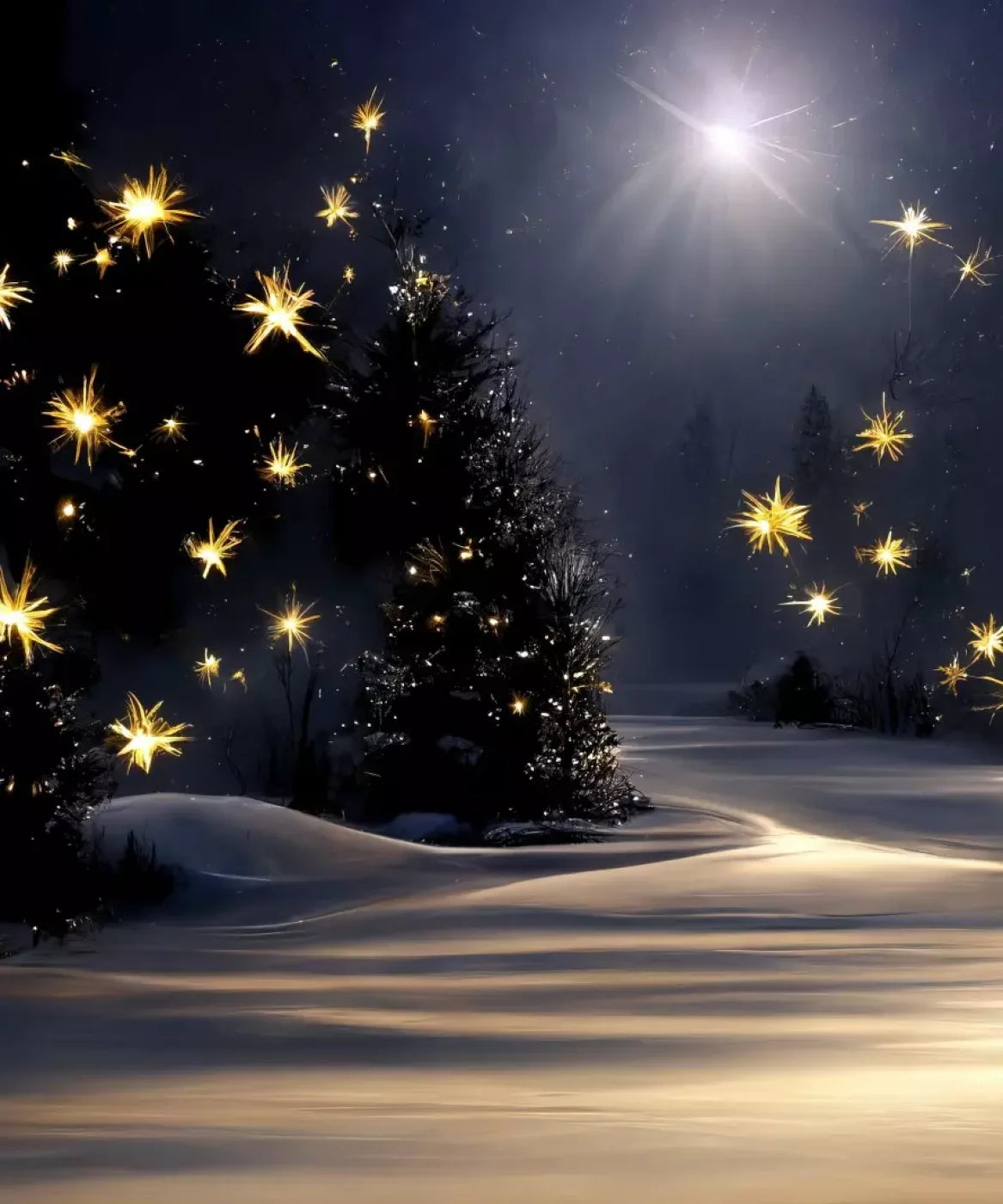 Sparkling Snowy Path 10’X12’ Ultracloth (120 X 144 Inch) Backdrop