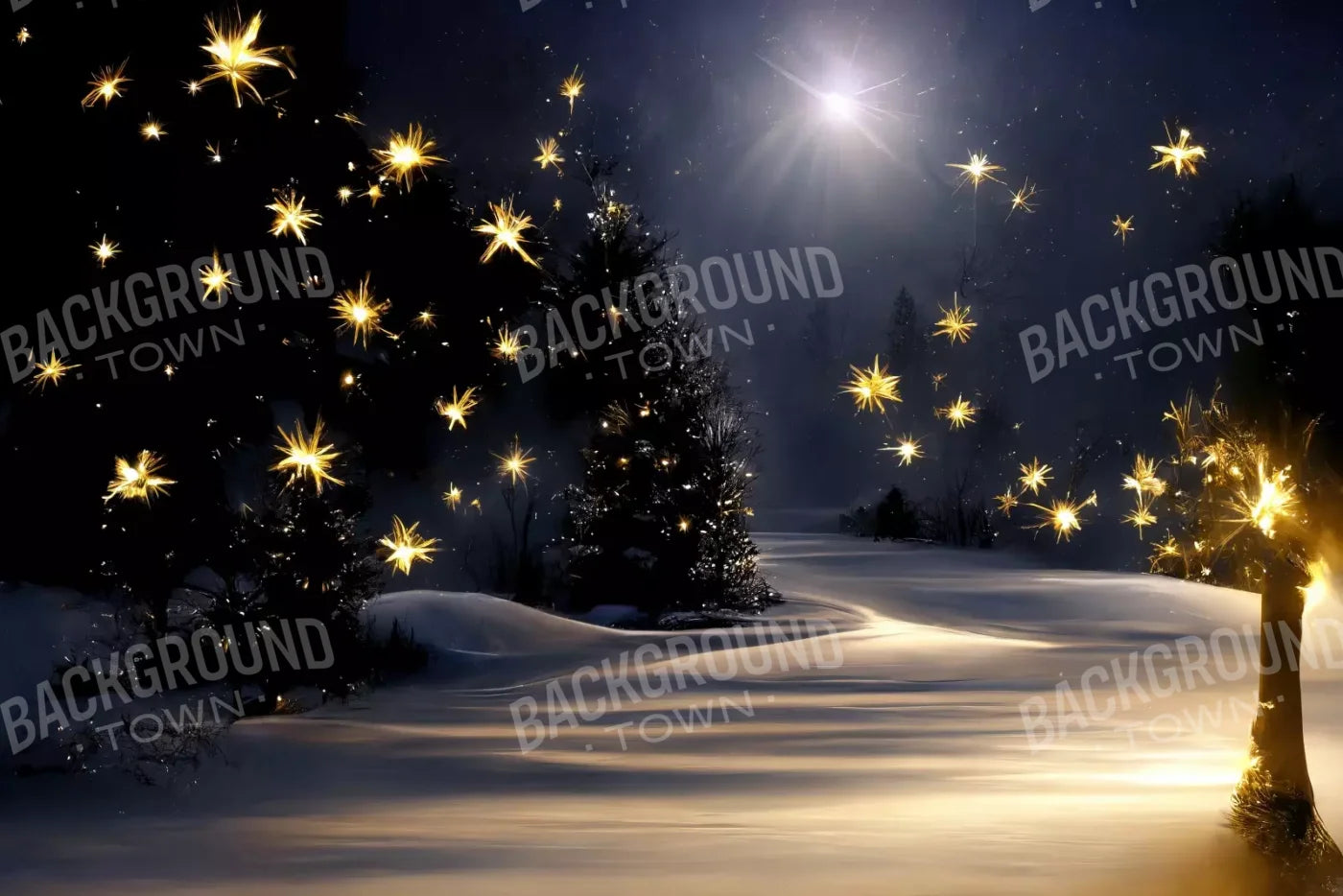 Sparkling Snowy Path 12’X8’ Ultracloth (144 X 96 Inch) Backdrop