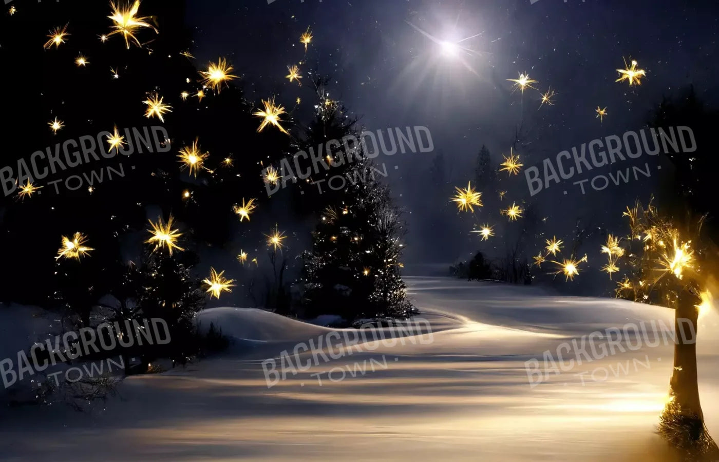 Sparkling Snowy Path 14’X9’ Ultracloth (168 X 108 Inch) Backdrop