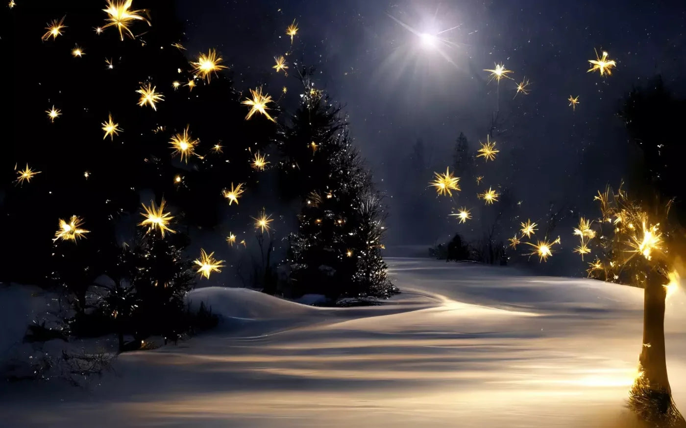 Sparkling Snowy Path 16’X10’ Ultracloth (192 X 120 Inch) Backdrop