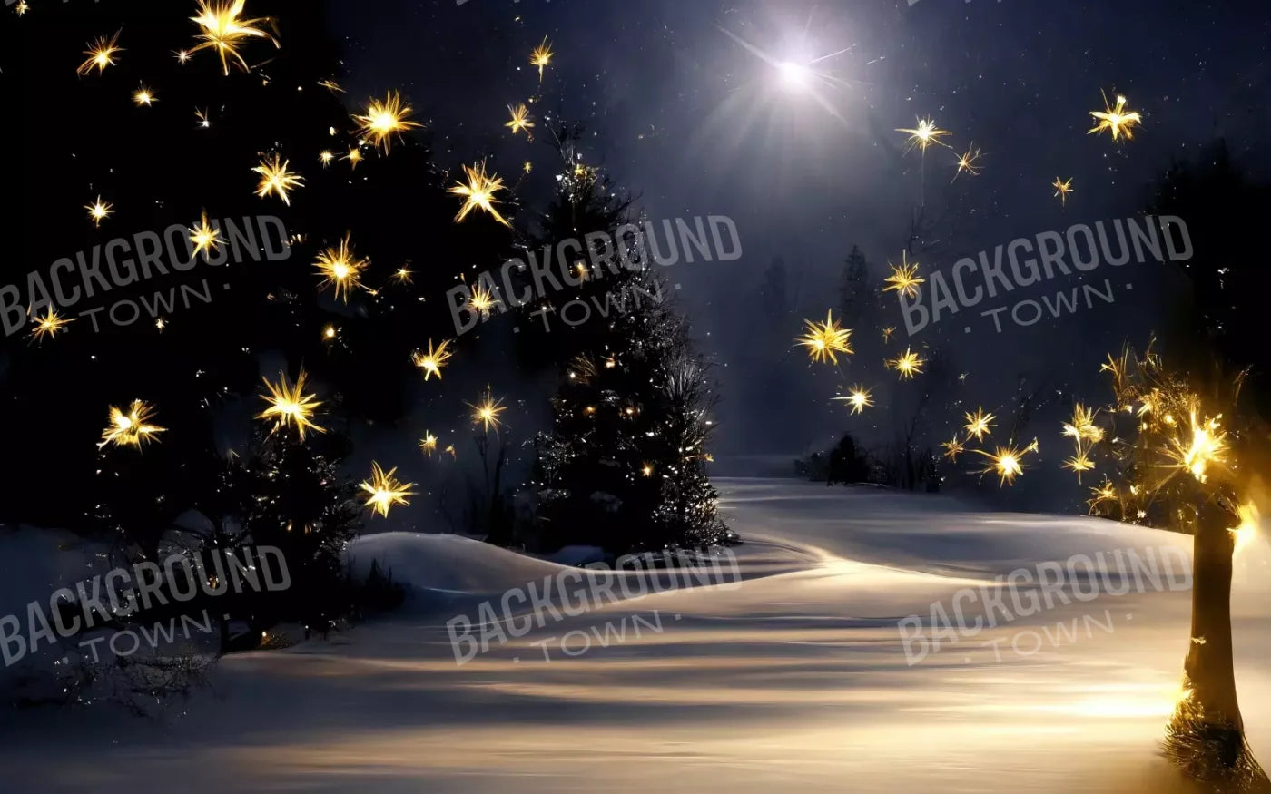 Sparkling Snowy Path 16’X10’ Ultracloth (192 X 120 Inch) Backdrop