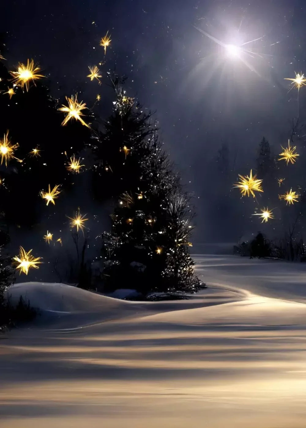 Sparkling Snowy Path 5’X7’ Ultracloth (60 X 84 Inch) Backdrop