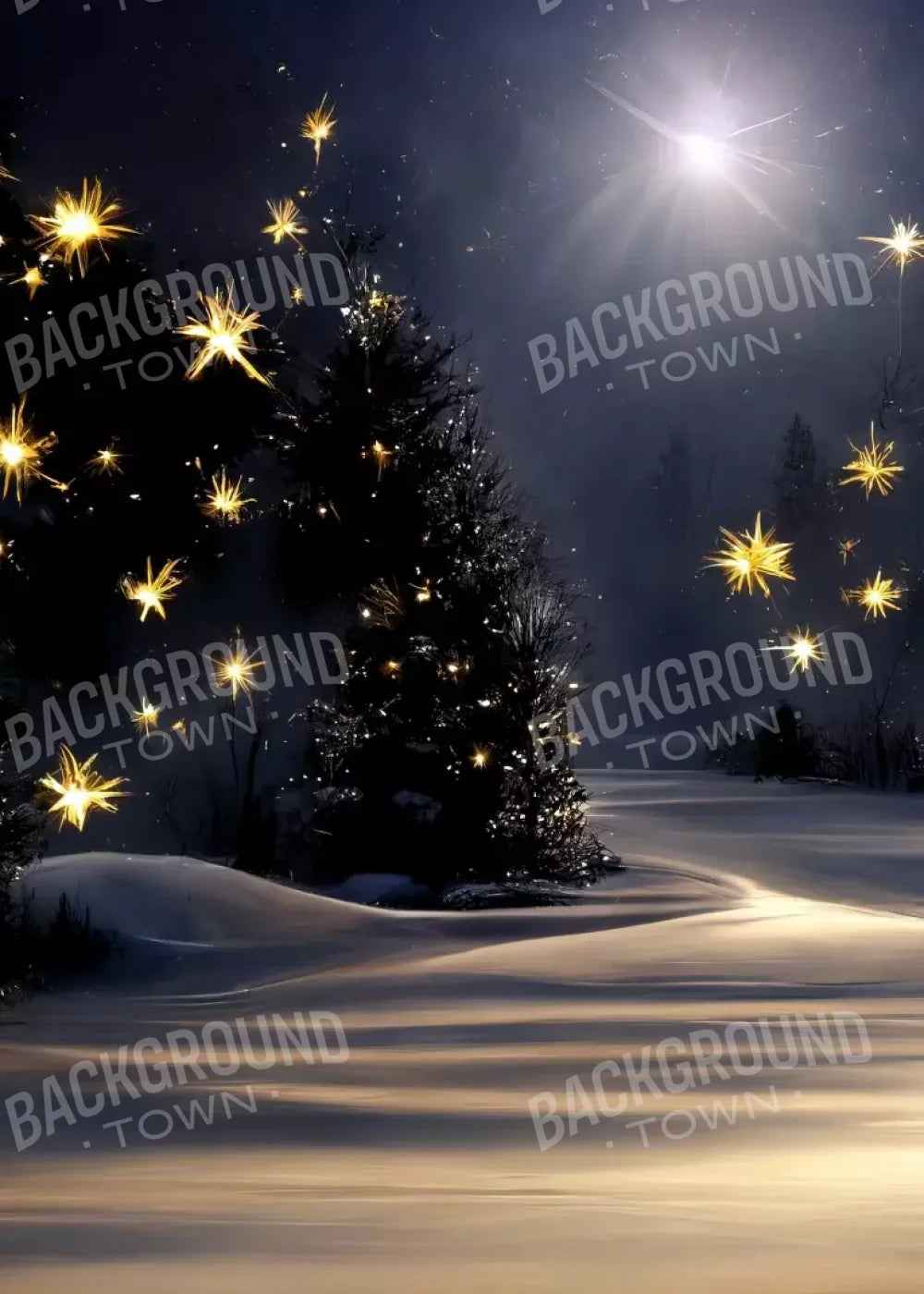 Sparkling Snowy Path 5’X7’ Ultracloth (60 X 84 Inch) Backdrop