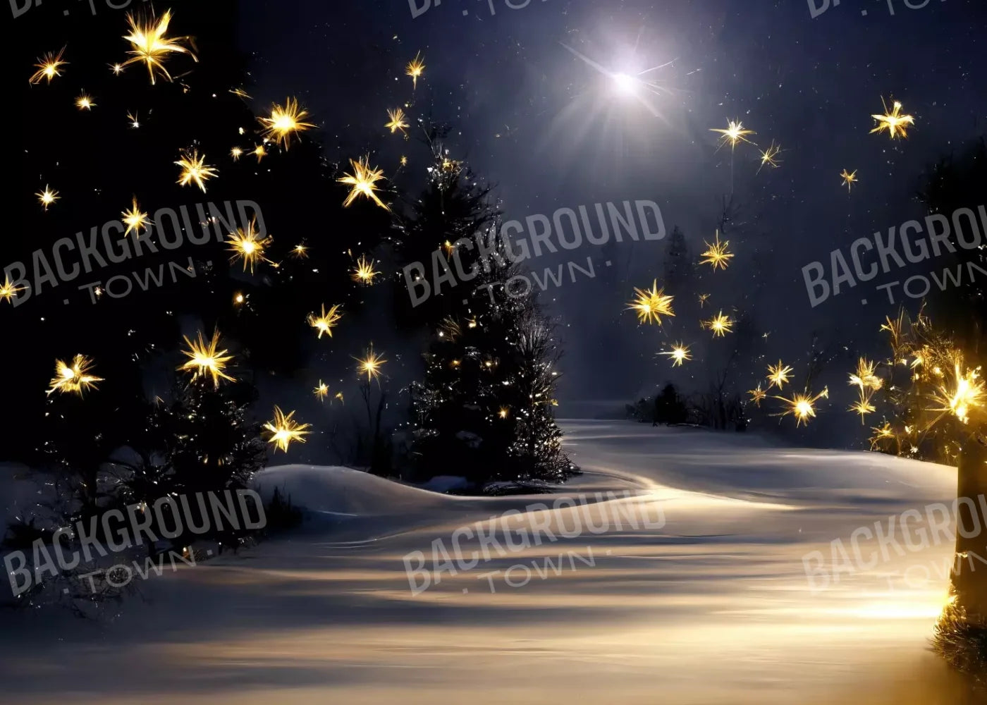 Sparkling Snowy Path 7’X5’ Ultracloth (84 X 60 Inch) Backdrop