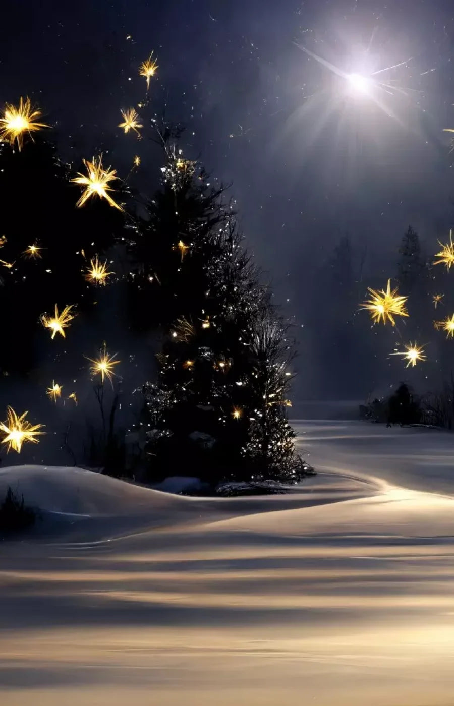 Sparkling Snowy Path 9’X14’ Ultracloth (108 X 168 Inch) Backdrop