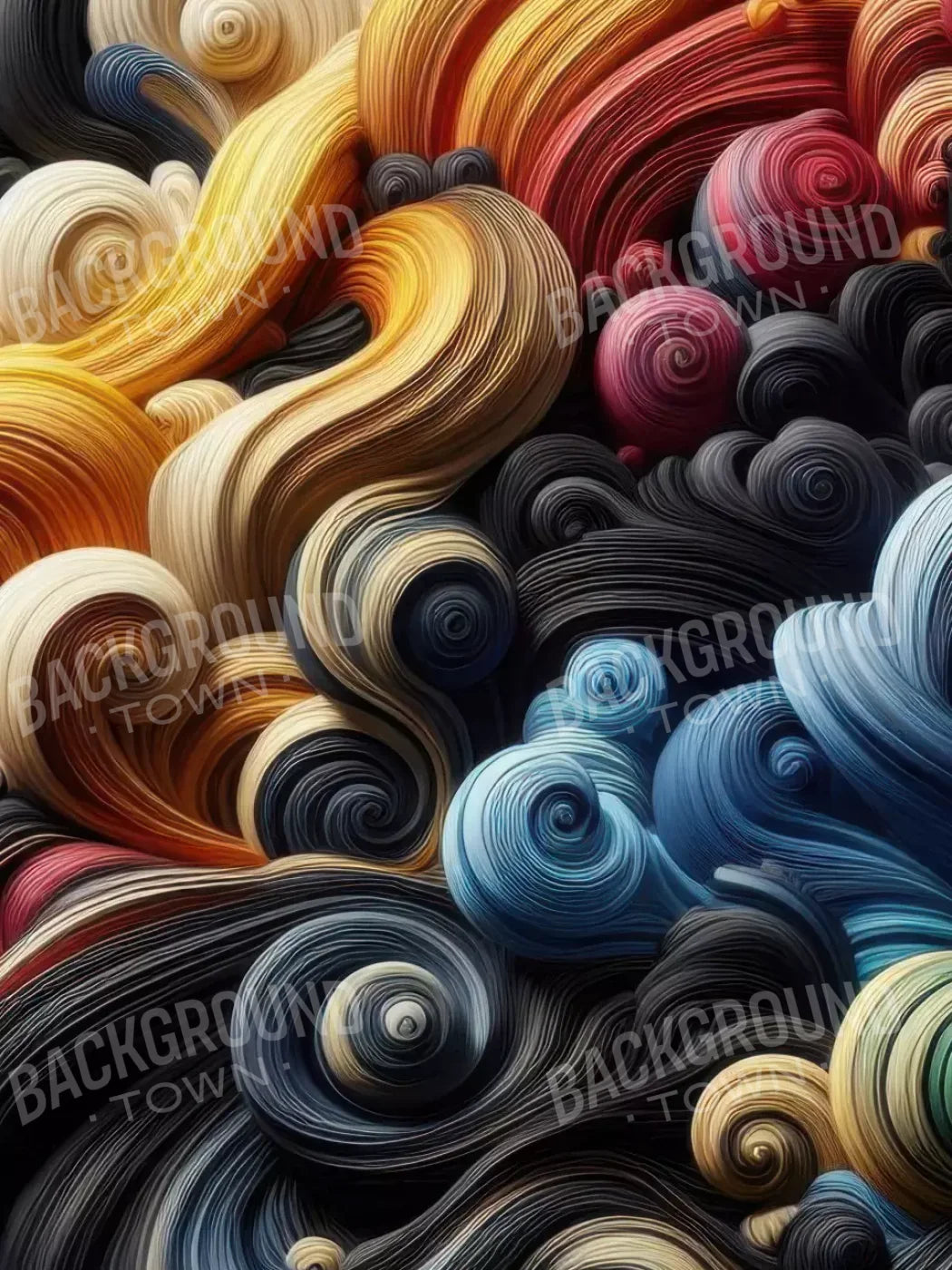 Spiraled Yarn Skeins 5’X6’8 Fleece (60 X 80 Inch) Backdrop