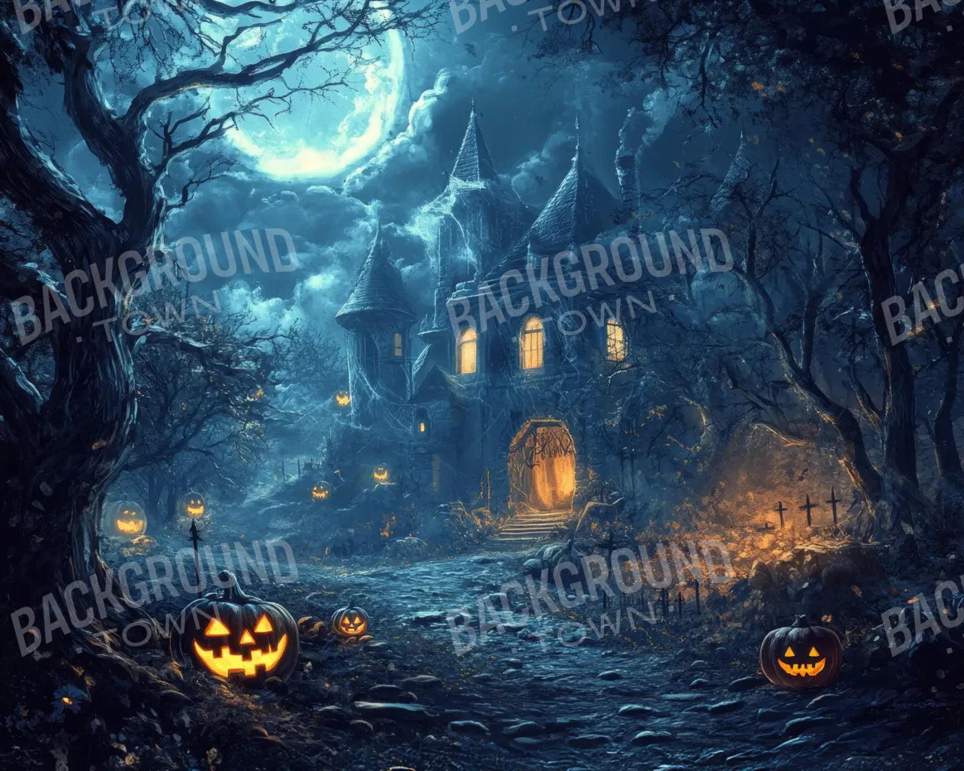 Spooky Neighbor 10’x8’ Fleece (120 x 96 inch) Backdrop