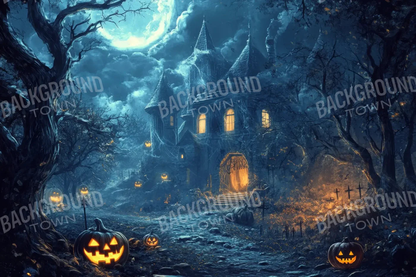 Spooky Neighbor 12’x8’ UltraCloth (144 x 96 inch) Backdrop