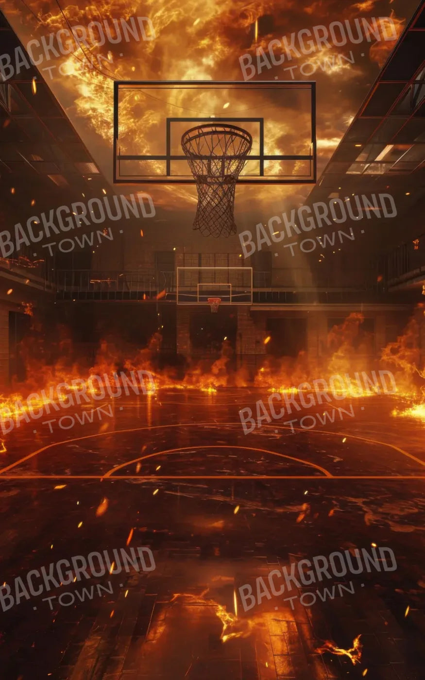 Sports Court On Fire 10’x16’ UltraCloth (120 x 192 inch) Backdrop