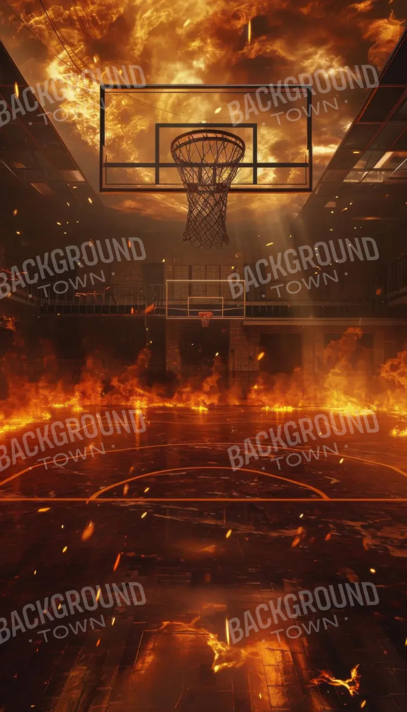 Sports Court On Fire 8’x14’ UltraCloth (96 x 168 inch) Backdrop
