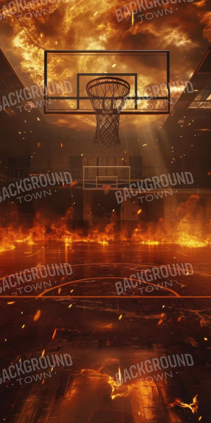 Sports Court On Fire 8’x16’ UltraCloth (96 x 192 inch) Backdrop