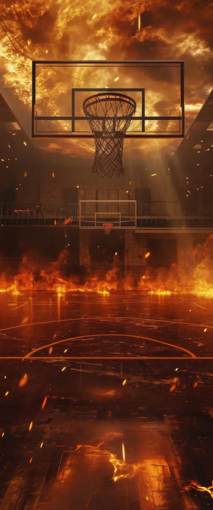 Sports Court On Fire Backdrop