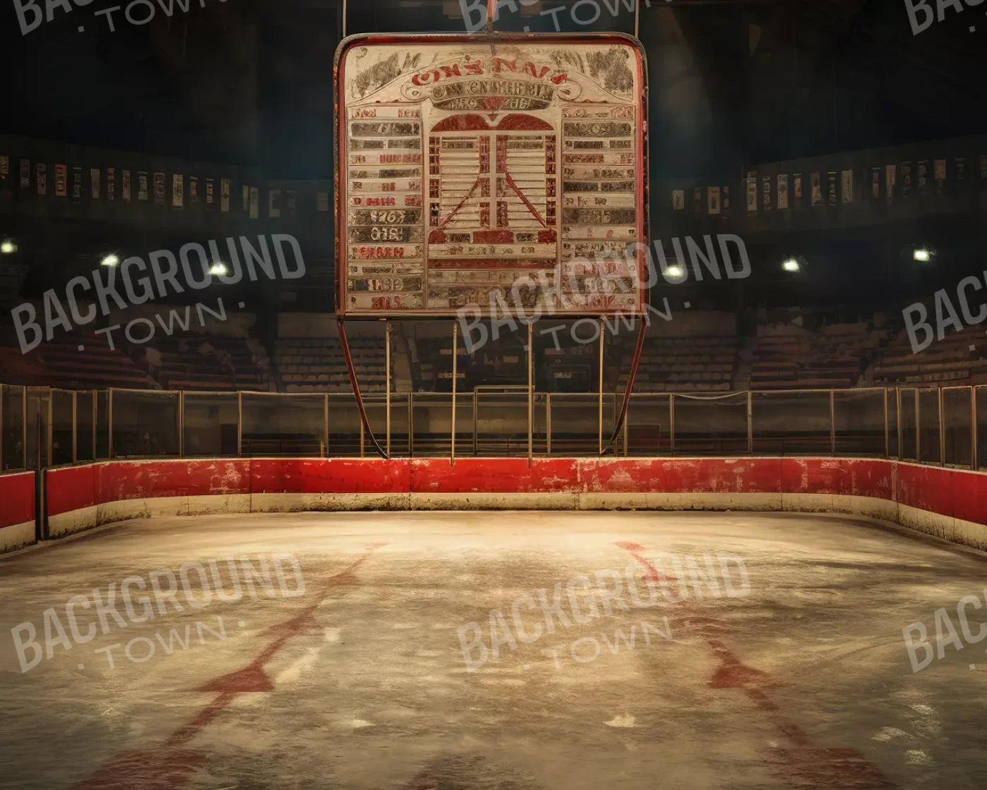 Sports Hockey On Ice Vintage 10’X8’ Fleece (120 X 96 Inch) Backdrop