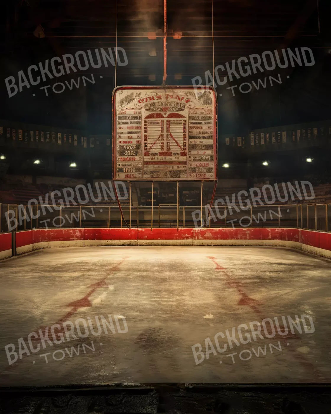Sports Hockey On Ice Vintage 8’X10’ Fleece (96 X 120 Inch) Backdrop