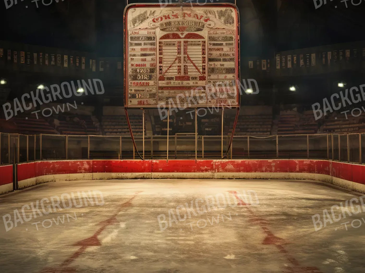 Sports Hockey On Ice Vintage 8’X6’ Fleece (96 X 72 Inch) Backdrop