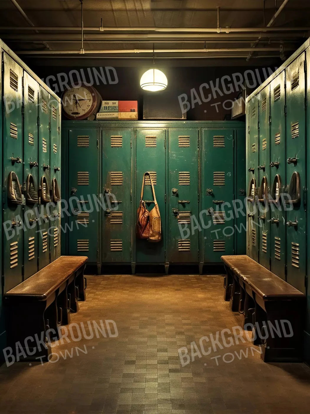Sports Locker Room Cool Vintage 5X68 Fleece ( 60 X 80 Inch ) Backdrop