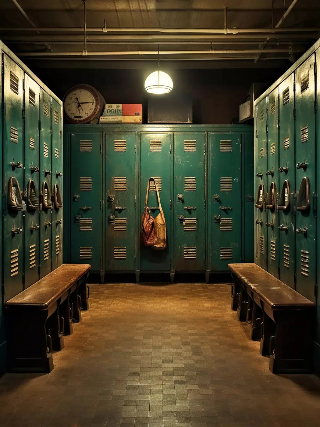 Sports Locker Room Cool Vintage 5X68 Fleece ( 60 X 80 Inch ) Backdrop