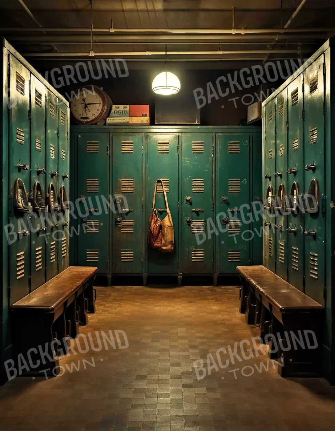 Sports Locker Room Cool Vintage 6X8 Fleece ( 72 X 96 Inch ) Backdrop