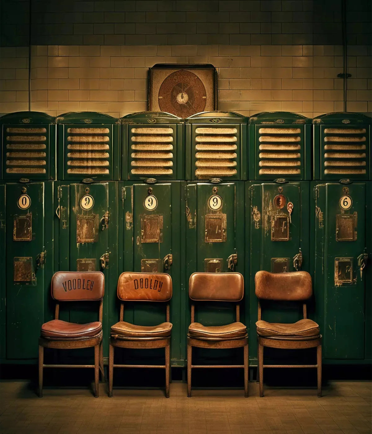 Sports Locker Room Old School 10X12 Ultracloth ( 120 X 144 Inch ) Backdrop