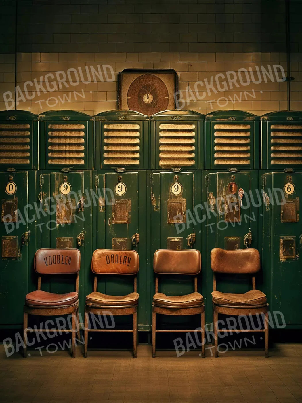 Sports Locker Room Old School 5X68 Fleece ( 60 X 80 Inch ) Backdrop