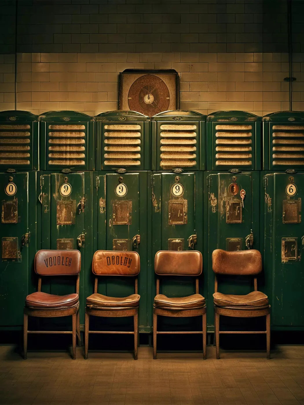 Sports Locker Room Old School 5X68 Fleece ( 60 X 80 Inch ) Backdrop