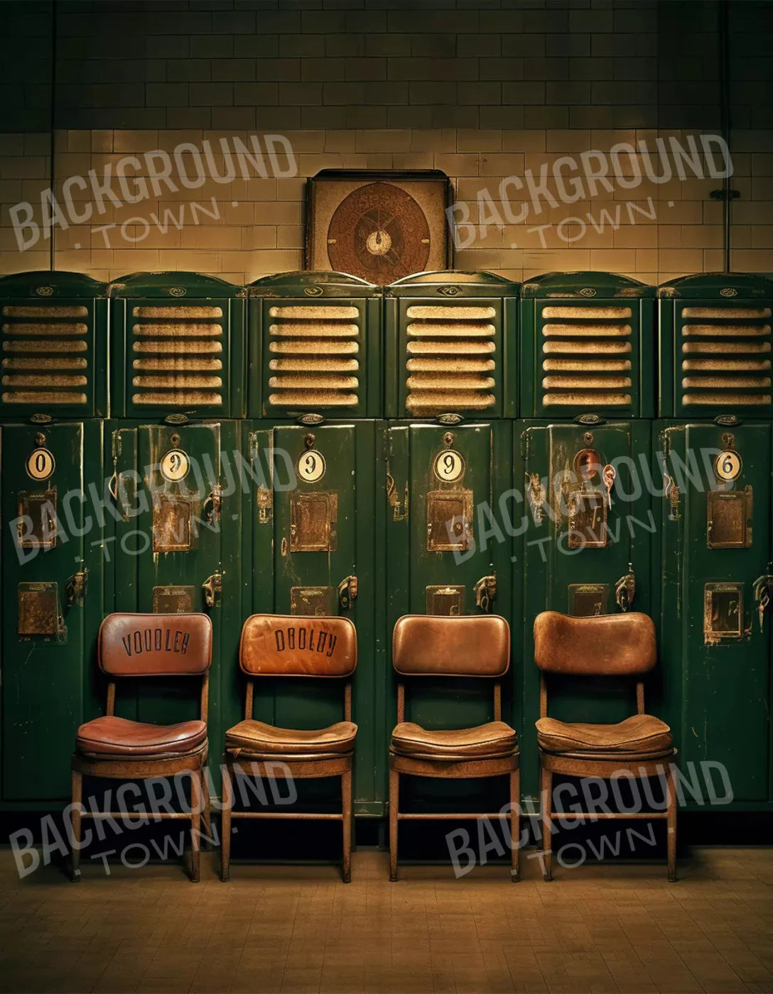 Sports Locker Room Old School 6X8 Fleece ( 72 X 96 Inch ) Backdrop