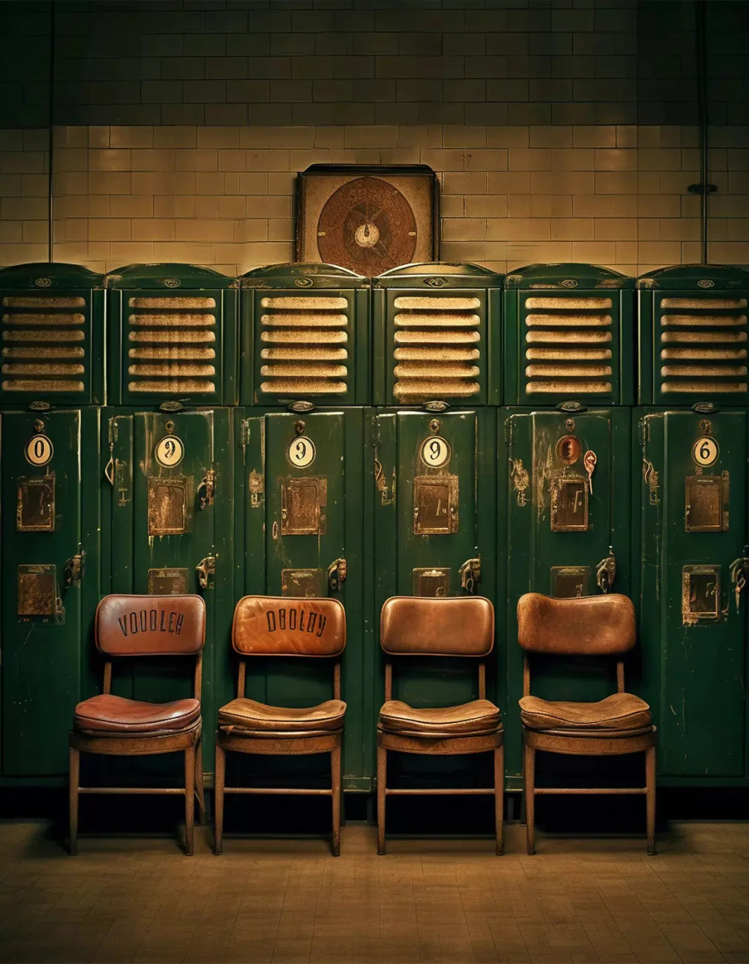 Sports Locker Room Old School 6X8 Fleece ( 72 X 96 Inch ) Backdrop