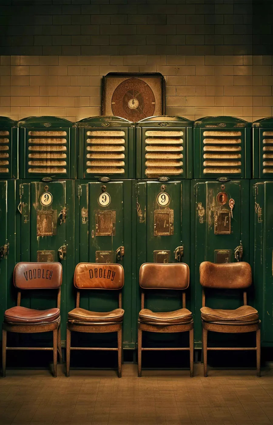 Sports Locker Room Old School 8X12 Ultracloth ( 96 X 144 Inch ) Backdrop