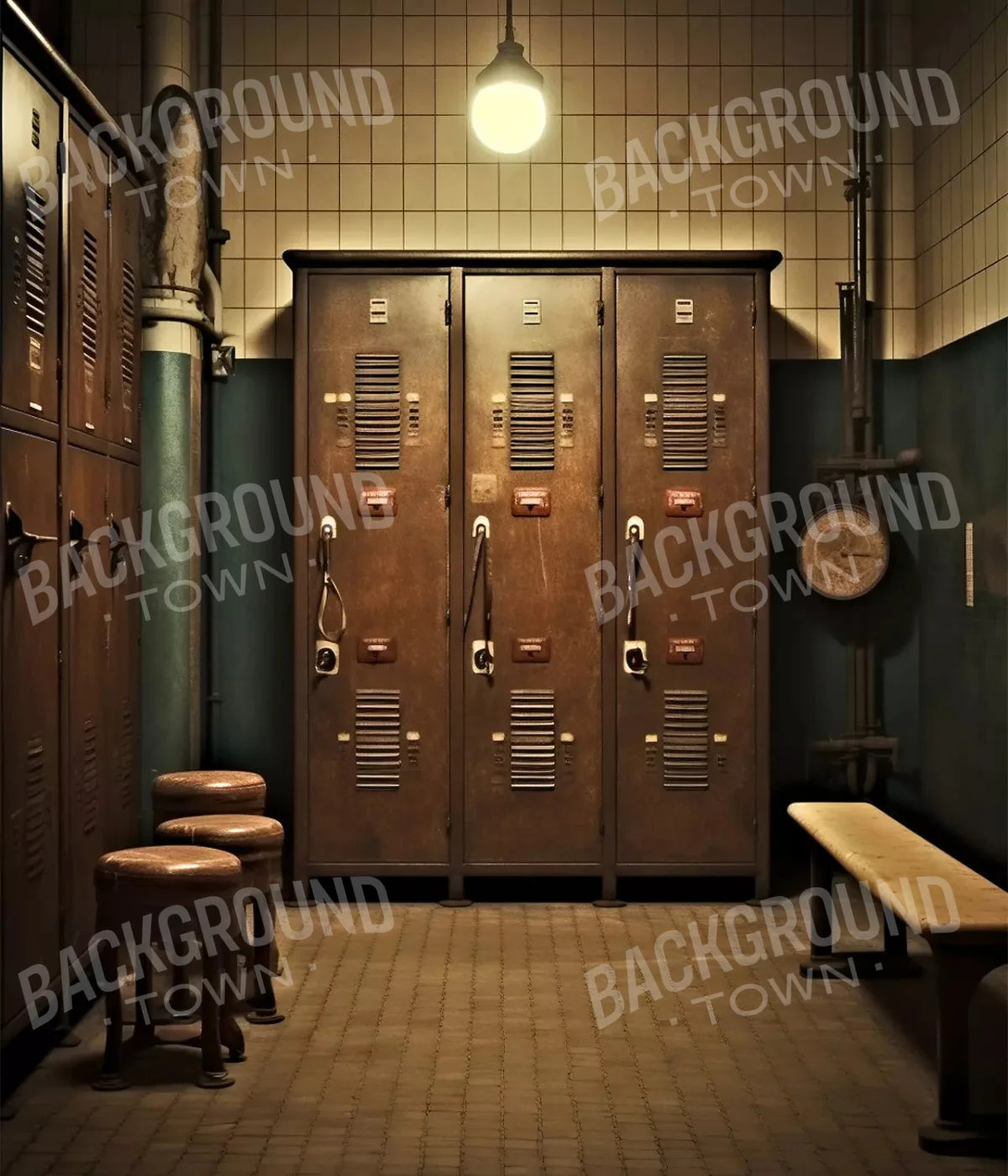 Sports Locker Room Warm Vintage 10X12 Ultracloth ( 120 X 144 Inch ) Backdrop