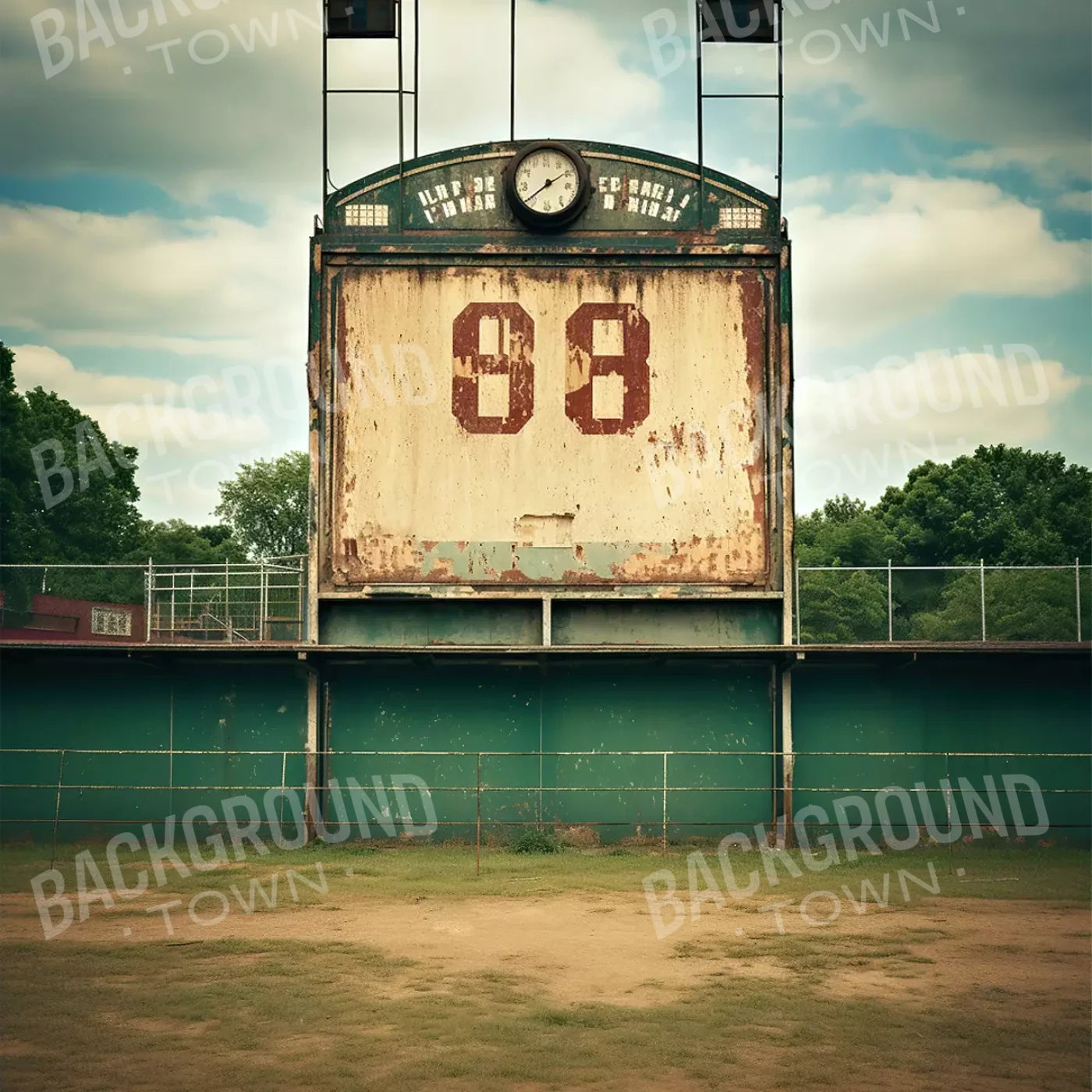 Sports Stadium Ball Field Vintage I 10’X10’ Ultracloth (120 X Inch) Backdrop