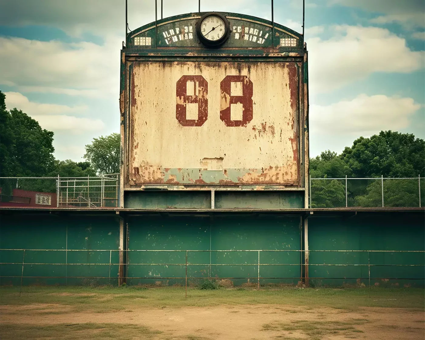 Sports Stadium Ball Field Vintage I 10’X8’ Fleece (120 X 96 Inch) Backdrop