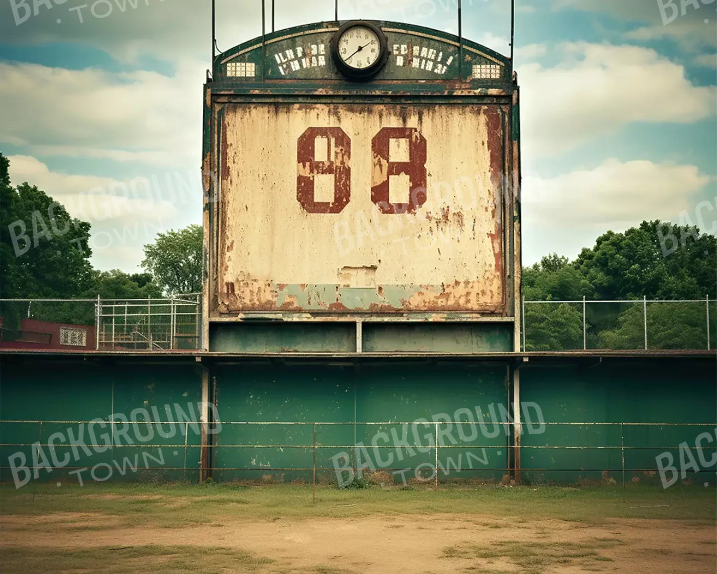 Sports Stadium Ball Field Vintage I 10’X8’ Fleece (120 X 96 Inch) Backdrop