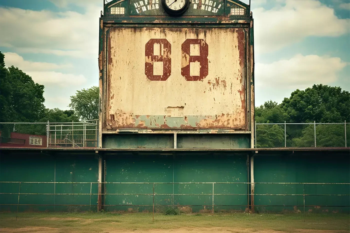 Sports Stadium Ball Field Vintage I 12’X8’ Ultracloth (144 X 96 Inch) Backdrop