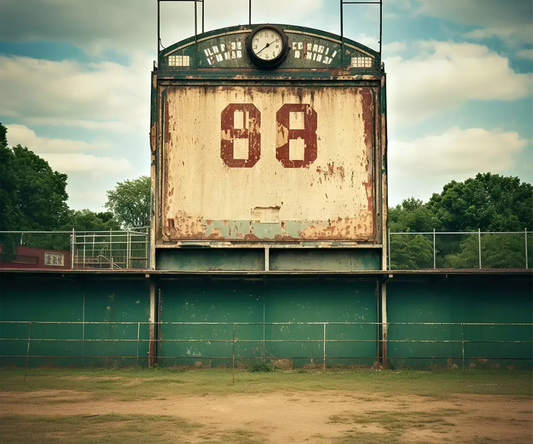 Sports Stadium Ball Field Vintage I 5’X4’2 Fleece (60 X 50 Inch) Backdrop