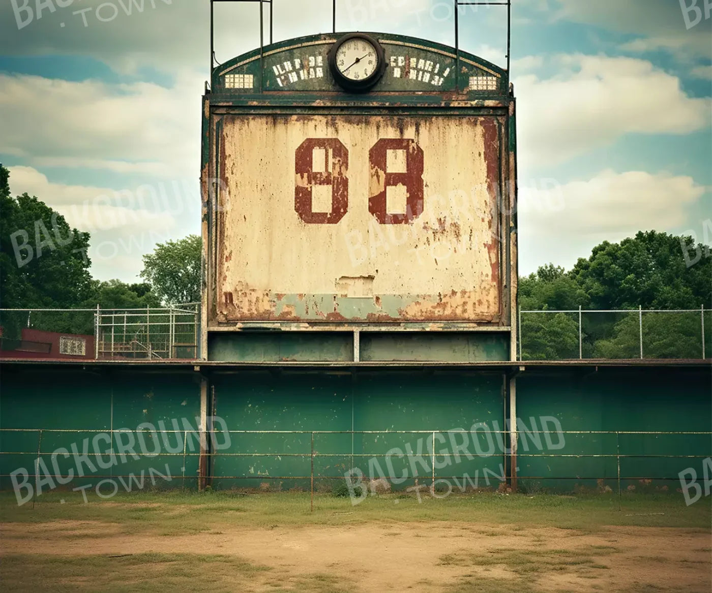 Sports Stadium Ball Field Vintage I 5’X4’2 Fleece (60 X 50 Inch) Backdrop