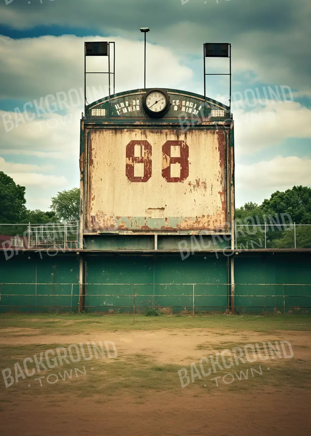 Sports Stadium Ball Field Vintage I 5’X7’ Ultracloth (60 X 84 Inch) Backdrop