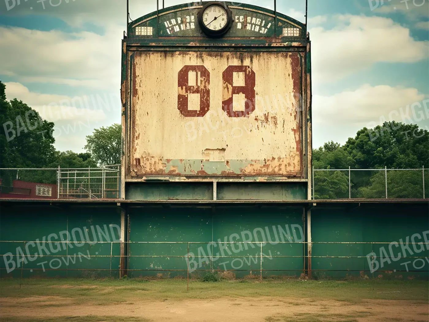 Sports Stadium Ball Field Vintage I 6’8X5’ Fleece (80 X 60 Inch) Backdrop