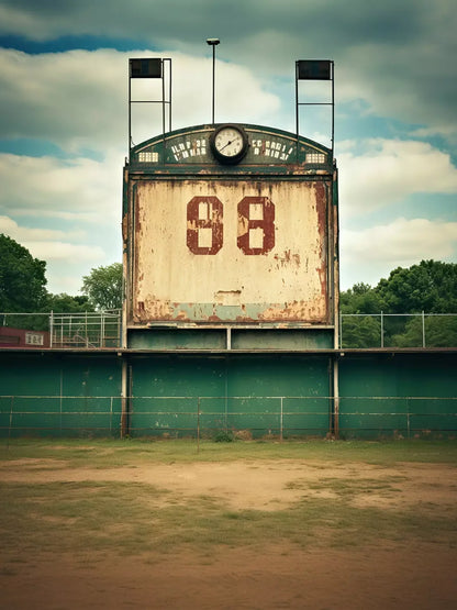 Sports Stadium Ball Field Vintage I 6’X8’ Fleece (72 X 96 Inch) Backdrop